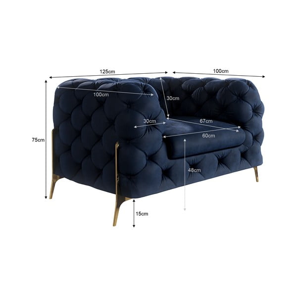 Ciemnoniebieski aksamitny fotel Chelsea Bis – Ropez-image-4
