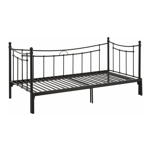 Czarne rozkładane łóżko jednoosobowe Støraa Victor, 90/180x200 cm