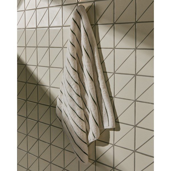 Zielony/beżowy bawełniany ręcznik frotte 50x90 cm Dorane – Kave Home-image-1