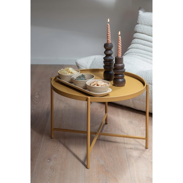 Metalowy okrągły stolik w kolorze ochry ø 50 cm Meseta  – Leitmotiv-image-1