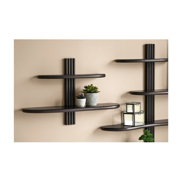 Czarna wielopoziomowa półka z litego drewna dębowego 65 cm Aliano – House Nordic-image-1