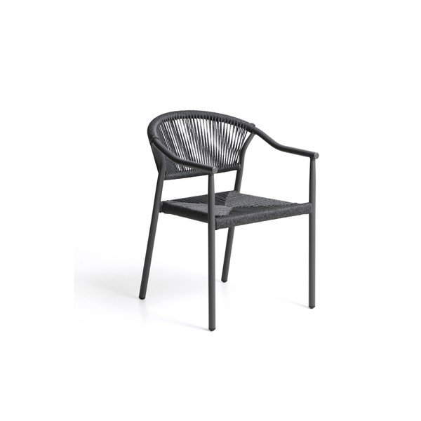 Ciemnoszare rattanowe krzesło ogrodowe Livadia – Kave Home