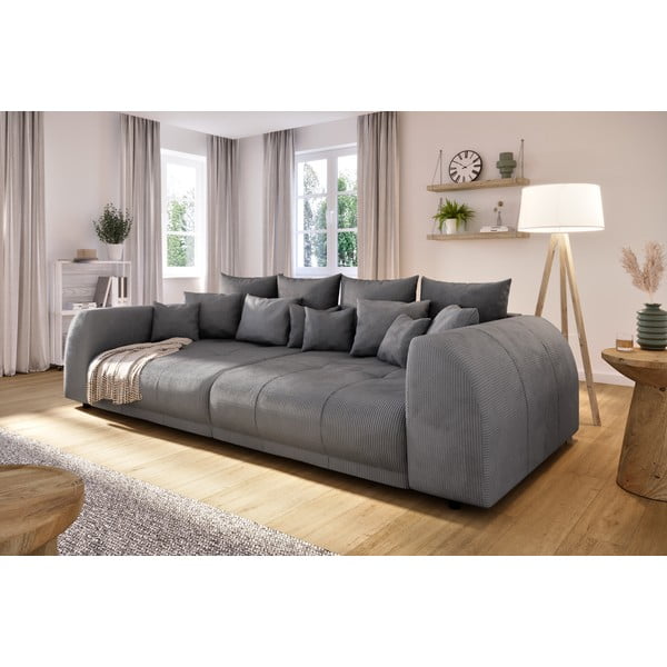 Ciemnoszara sztruksowa sofa 310 cm Vanessa – Ropez-image-3