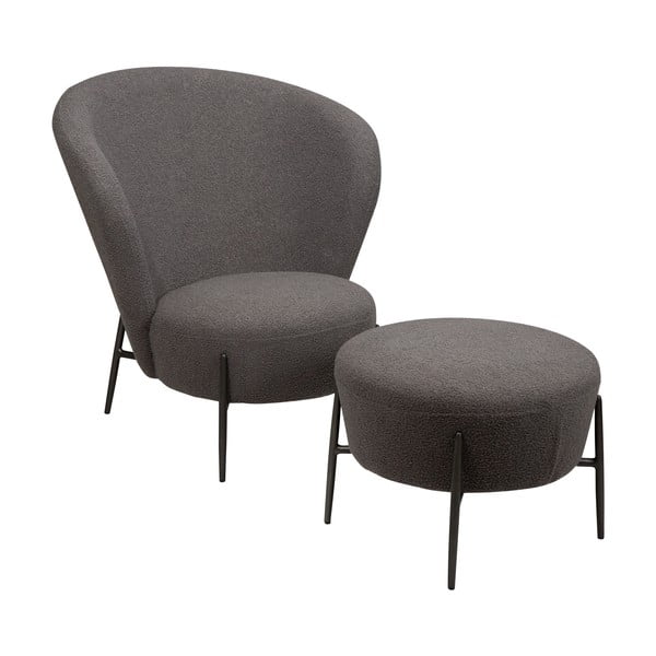 Szary fotel z materiału bouclé Orbit – DAN-FORM Denmark-image-3