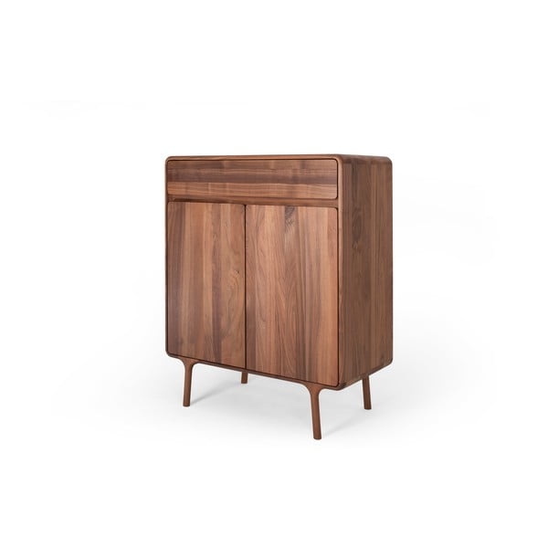 Brązowa komoda z litego drewna orzechowego 90x110x45 cm Fawn – Gazzda-image-4