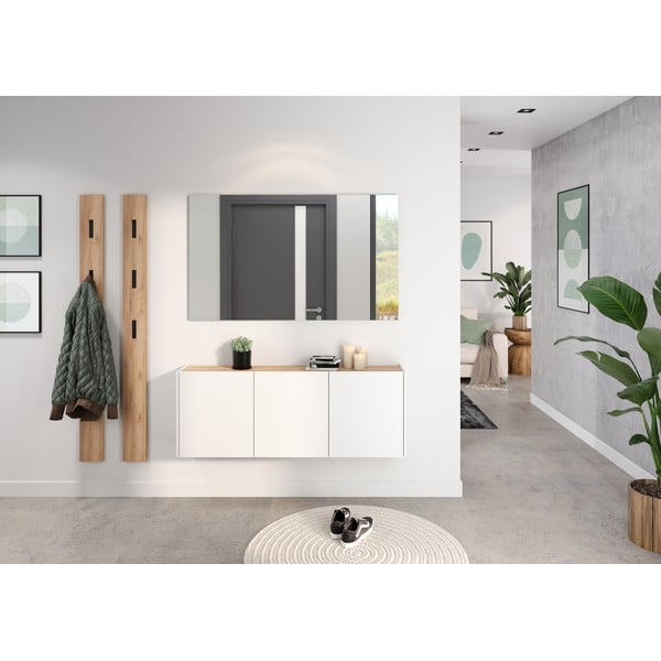 Biała szafka w dekorze dębu wisząca 138x52x25 cm Libbiano – Germania-image-1