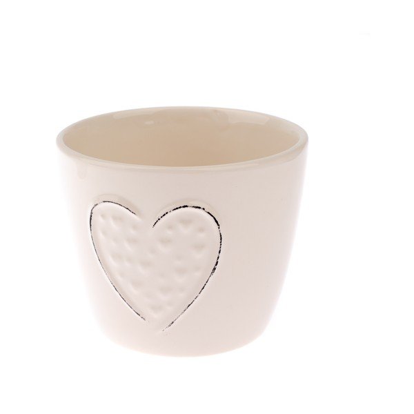 Kremowa doniczka ceramiczna Dakls Heart, wys. 9,5 cm
