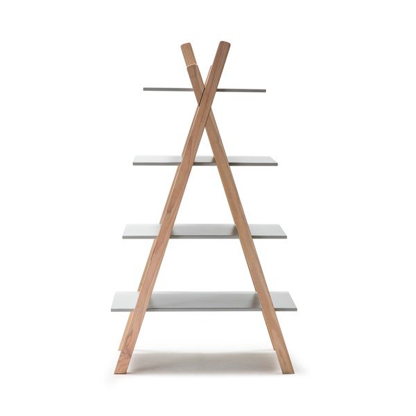 Regał dziecięcy z szarymi półkami i konstrukcją z drewna sosnowego Marckeric Elisa-image-3