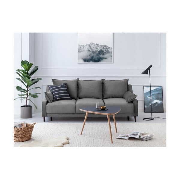 Szara rozkładana sofa 3-osobowa ze schowkiem Mazzini Sofas Freesia-image-4