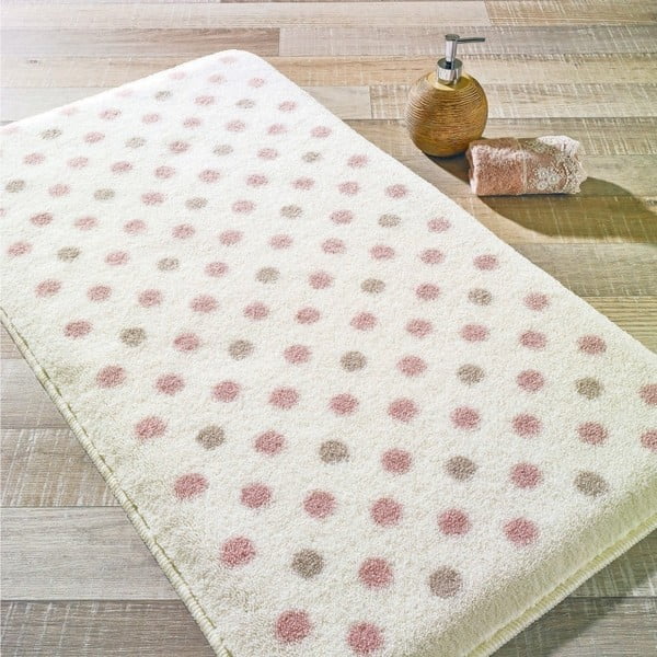 Beżowy dywanik łazienkowy Confetti Bathmats Polka, 55x57 cm