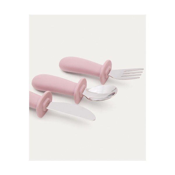 Różowe plastikowo-silikonowe sztućce dla dzieci 3 szt. Lili – Kave Home-image-4