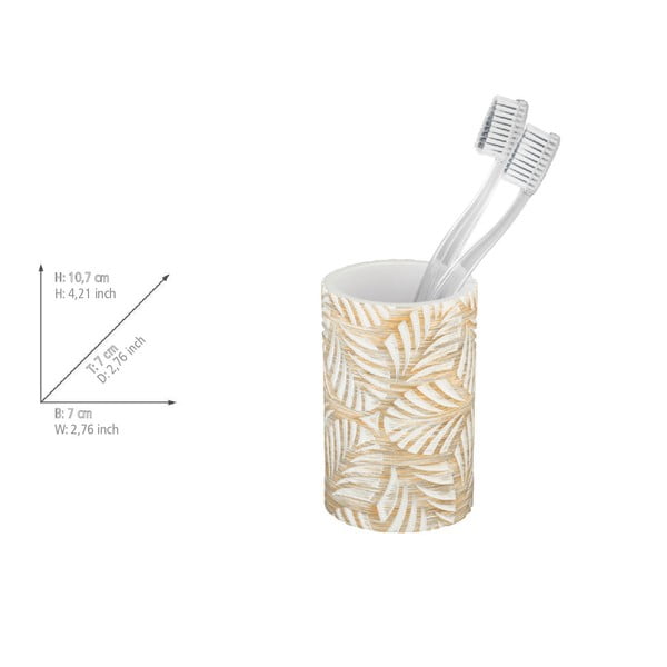 Beżowy kubek na szczoteczki do zębów z żywicy polimerowej Terralba – Wenko-image-3