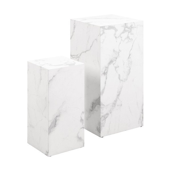 Białe stoliki w dekorze marmuru zestaw 2 szt. 35x35 cm Dice – Actona-image-2