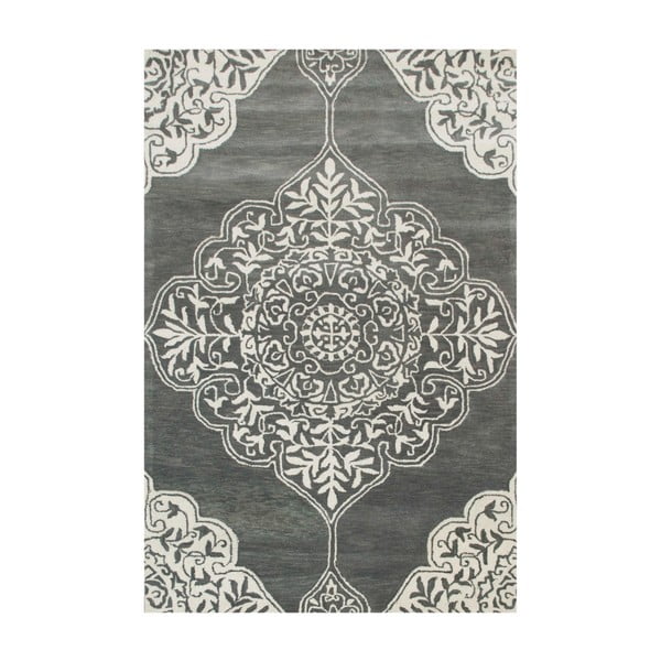 Szary dywan futftowany ręcznie Bakero Kirman, 153x244 cm