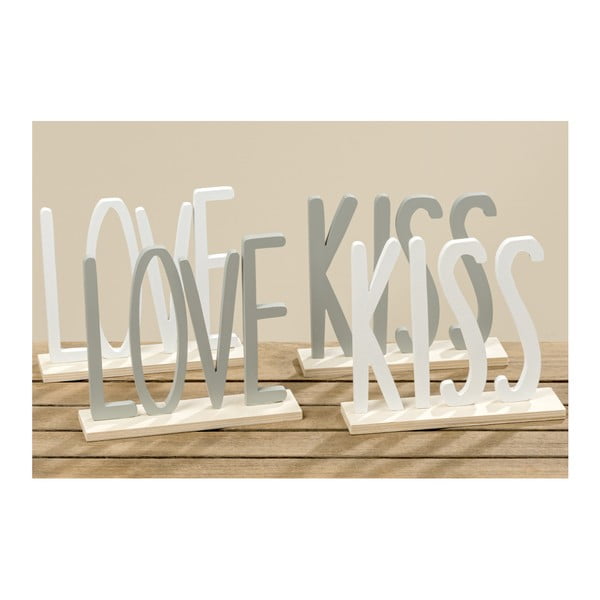 Zestaw 4 napisów dekoracyjnych Boltze Love, Kiss