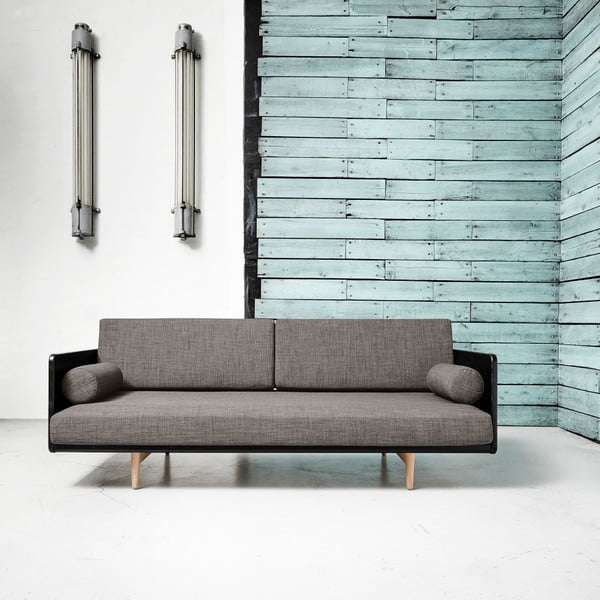 Sofa rozkładana Karup Deva Black/Raw Oak/Granite Grey