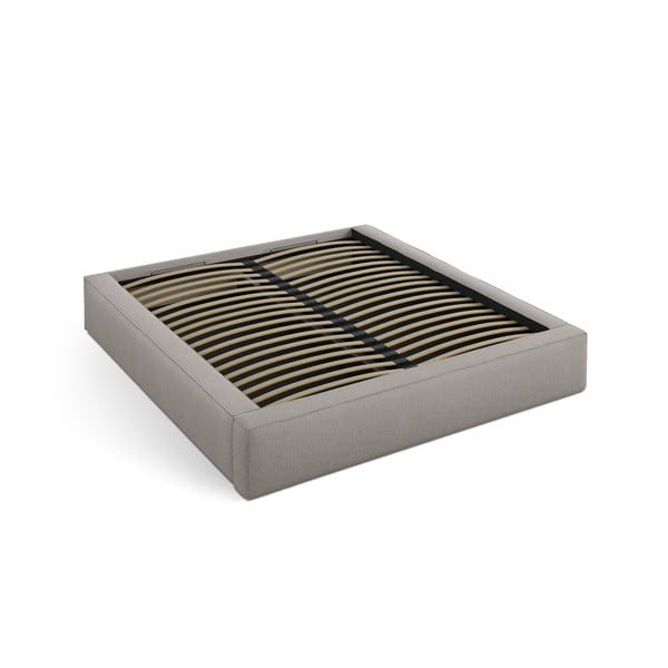 Jasnoszare tapicerowane łóżko dwuosobowe ze schowkiem ze stelażem 180x200 cm Simon Darren – Micadoni -image-2