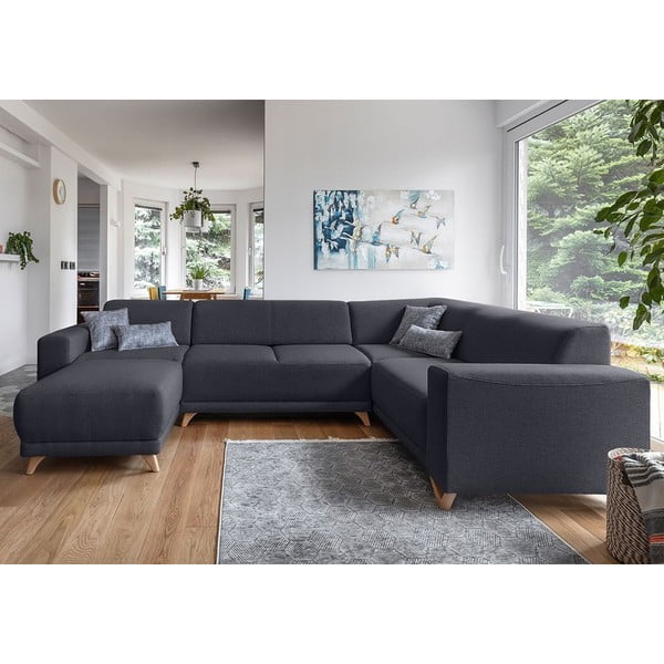 Antracytowy rozkładany/ze schowkiem narożnik (prawostronny/w kształcie litery U) Classy Sophie – Miuform-image-1