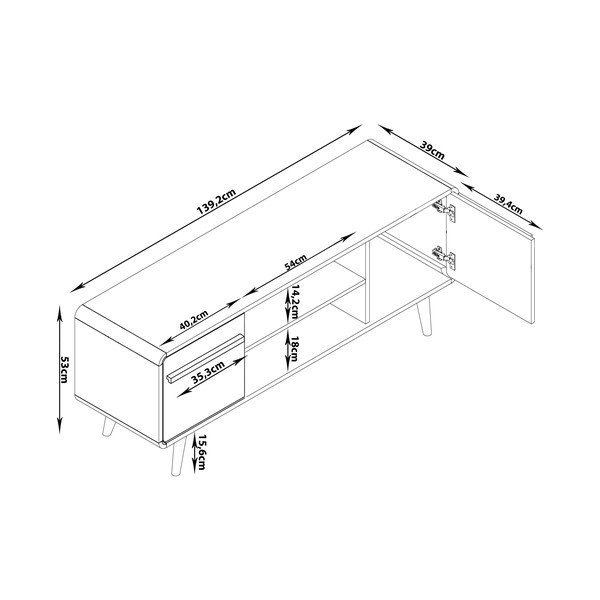 Czarna szafka pod TV w dekorze dębu 140x53 cm Chantal – Støraa-image-4