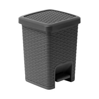 Szary kosz łazienkowy z pedałem Addis Rattan Pedal Bin Charcoal, 5 l