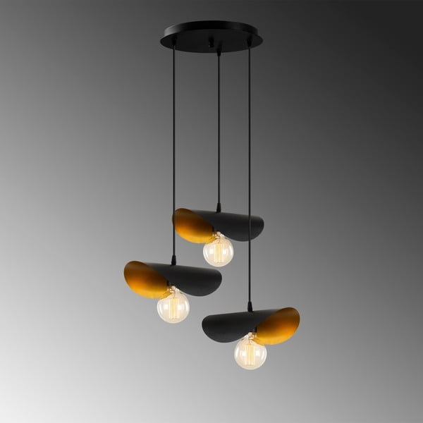 Lampa wisząca w czarno-złotym kolorze z metalowym kloszem ø 45 cm Sivani – Opviq lights-image-2