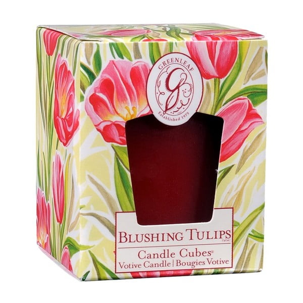 Świeczka o zapachu tulipanów Greenleaf Blushing Tulips, czas palenia 15 godzin