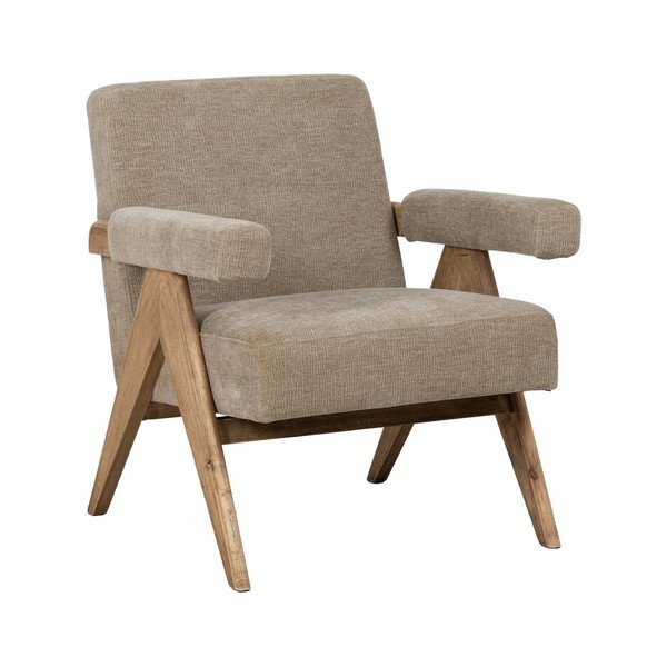 Beżowy fotel z tkaniny szenilowej Rest – Ixia
