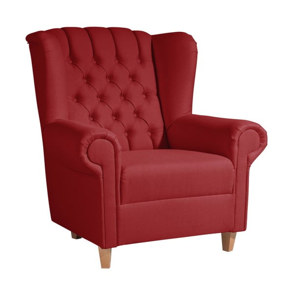 Czerwony fotel uszak z imitacji skóry Max Winzer Vary Leather