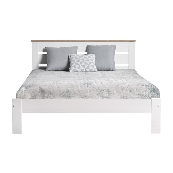 Białe łóżko 1-osobowe z litego drewna sosnowego Marckeric Jade, 140x190 cm