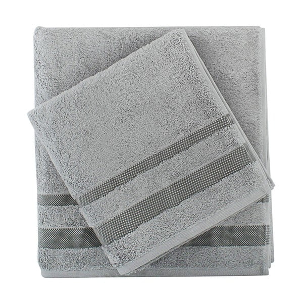 Zestaw szarego ręcznika i ręcznika kąpielowego Serit