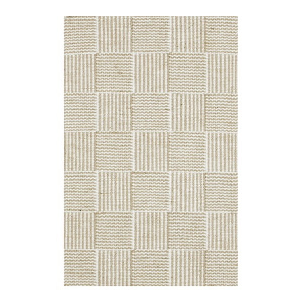 Biało-beżowy dywan ręcznie tkany Linie Design Chess, 50x80 cm