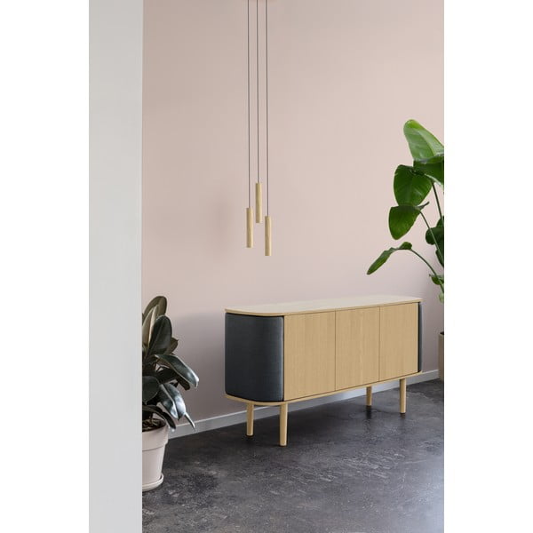 Szaro-brązowa niska komoda w dekorze dębu 150x75 cm Treasures – UMAGE-image-4