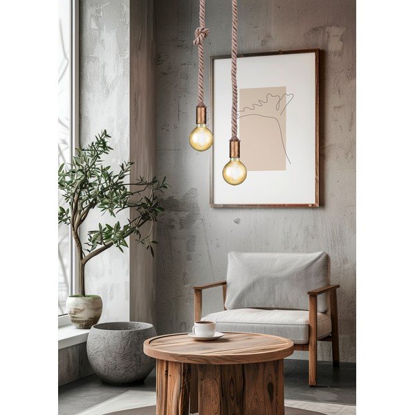 Lampa wisząca w kolorze mosiądzu ø 12 cm Rope – Trio-image-1