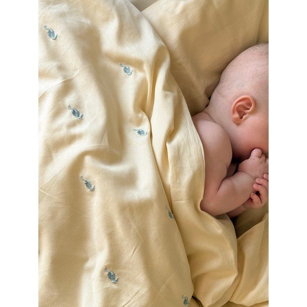 Jasnożółta pościel dziecięca do łóżeczka z bawełny organicznej 70x100 cm Sea Garden – Cam Cam Copenhagen-image-3