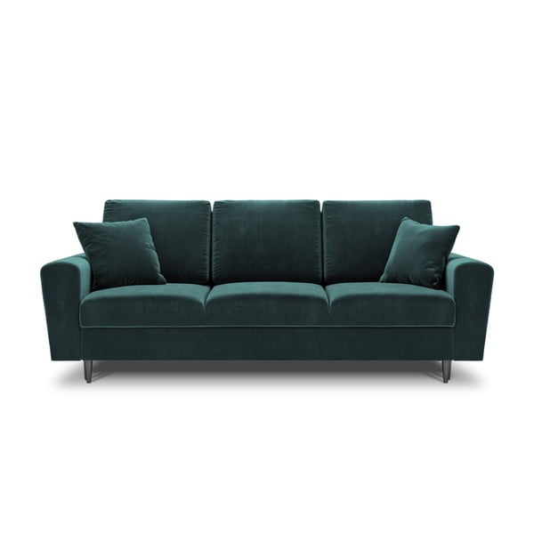 Morska aksamitna rozkładana sofa ze schowkiem 235 cm Kyoto – Cosmopolitan Design