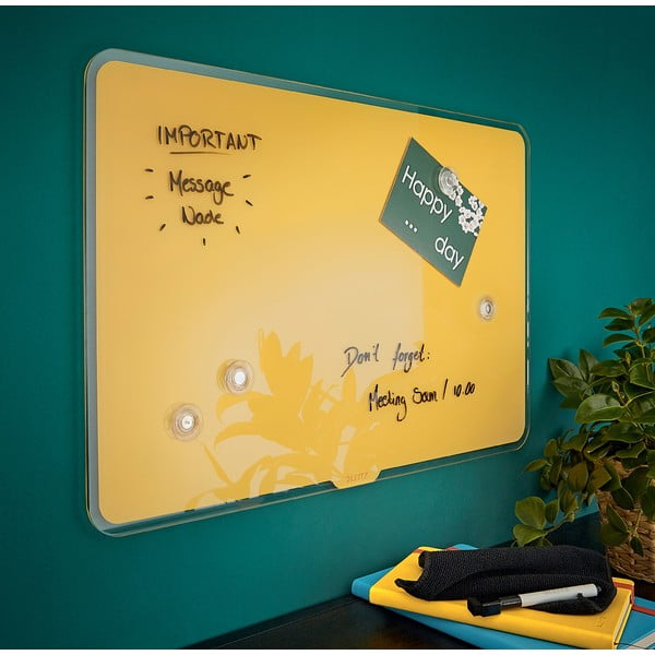 Żółta szklana tablica magnetyczna Leitz Cosy, 80x60 cm-image-3