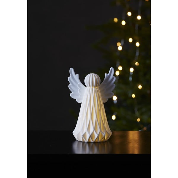 Biała ceramiczna świąteczna dekoracja świetlna LED Star Trading Vinter, wys. 18 cm