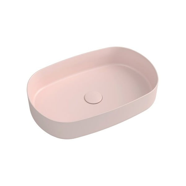 Różowa umywalka ceramiczna Sapho Infinity Oval, 55x36 cm