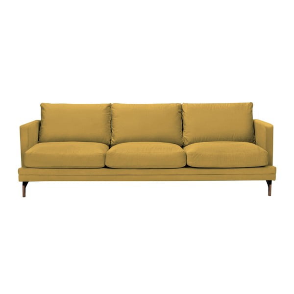 Żółta sofa 3-osobowa z konstrukcją w kolorze złota Windsor & Co Sofas Jupiter