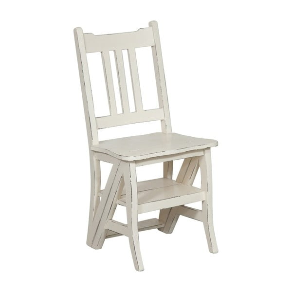 Białe krzesło/schodki z mahoniu Biscottini Claudia