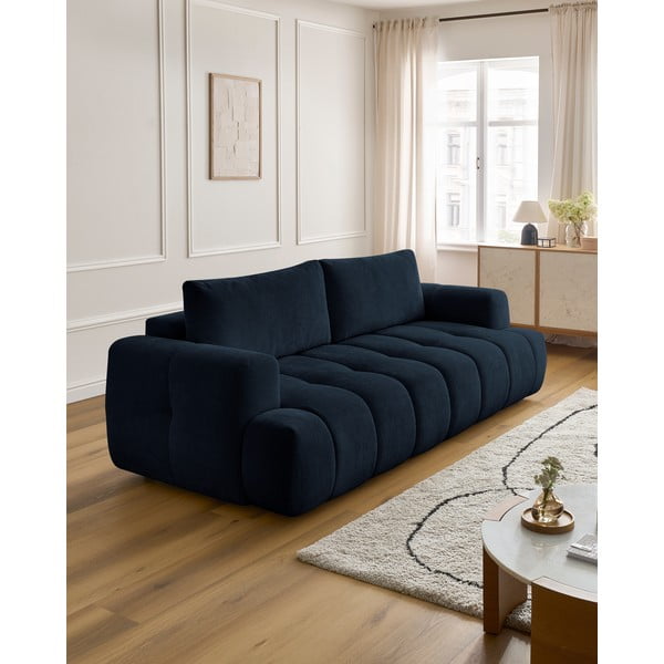Ciemnoniebieska rozkładana/ze schowkiem sofa 251 cm Fuji – Bobochic Paris-image-1