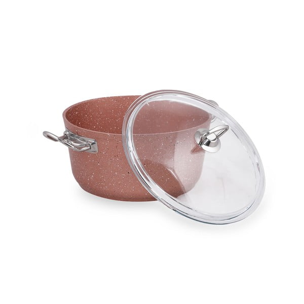 Różowy aluminiowy garnek z pokrywką Güral Porselen Classic, ø 24 cm-image-3