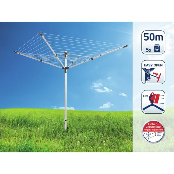 Ogrodowa suszarka na pranie w kolorze srebra 50 m LinoLift 500 – LEIFHEIT-image-1
