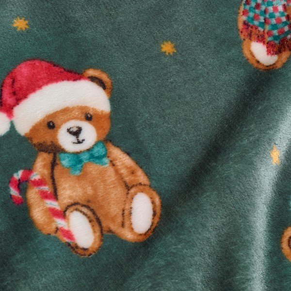 Ciemnozielony koc ze świątecznym motywem 170x130 cm Christmas Tartan Teddy Bear – Catherine Lansfield-image-3