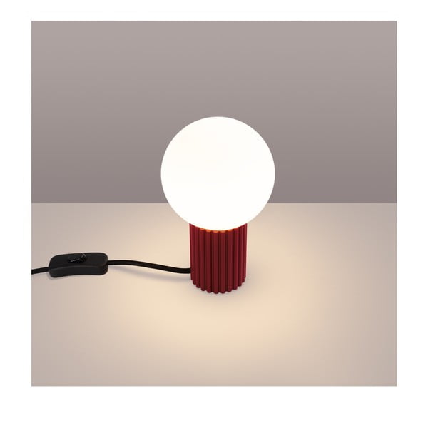 Bordowa lampa stołowa ze szklanym kloszem (wysokość 19 cm) Orbital – Sollux-image-1