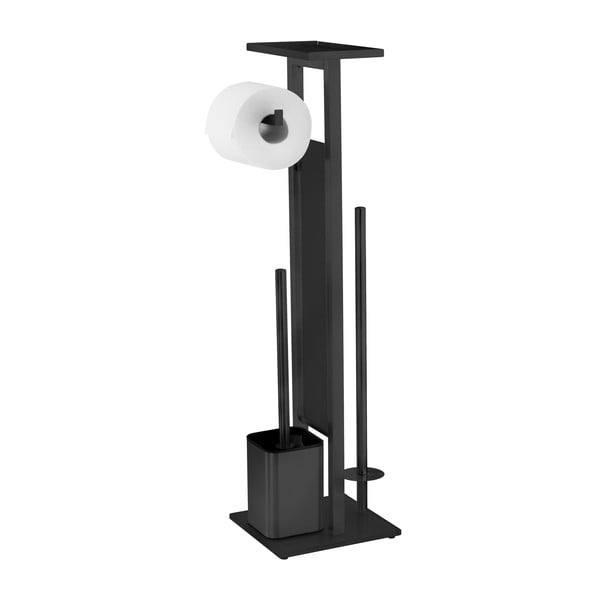 Czarny stojak na papier toaletowy ze stali nierdzewnej ze szczotką Debar – Wenko
