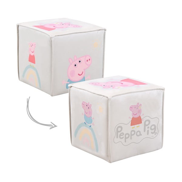 Biały aksamitny puf dziecięcy Peppa Pig – Roba-image-2