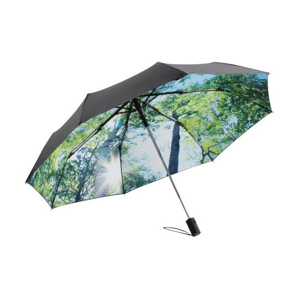 Zielono-czarna parasolka Ambiance Forest, ⌀ 100 cm