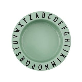 Zielony głęboki talerz dla dzieci Design Letters Eat & Learn, ø 15,5 cm