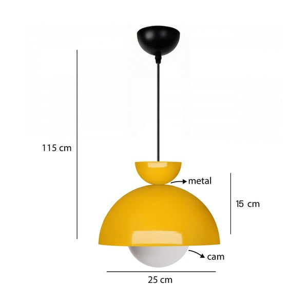 Żółta lampa wisząca z metalowym kloszem ø 25 cm Arta – Opviq lights-image-2